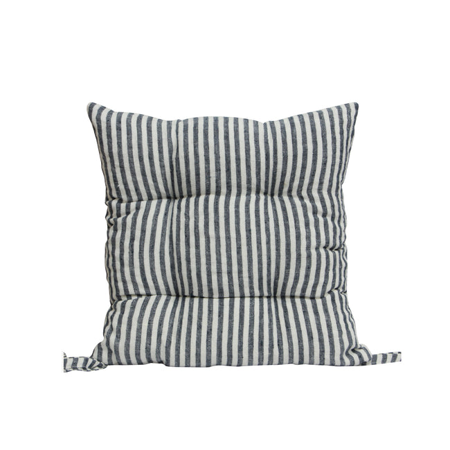 Striped Chair Seat Pad - Blue Linen