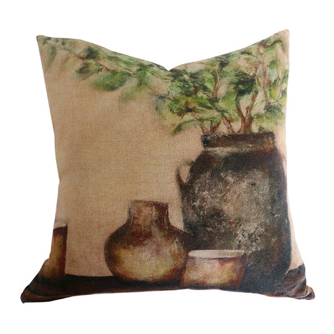Cassia Linen Cushion - Feather Inner - Sage