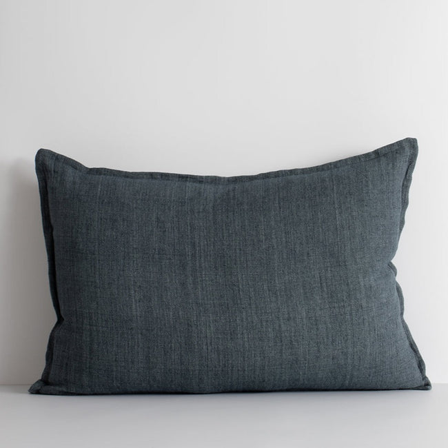 Arcadia Linen Lumbar Cushion + Feather Inner - Cloudburst