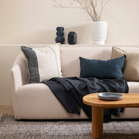 Arcadia Linen Lumbar Cushion + Feather Inner - Cloudburst