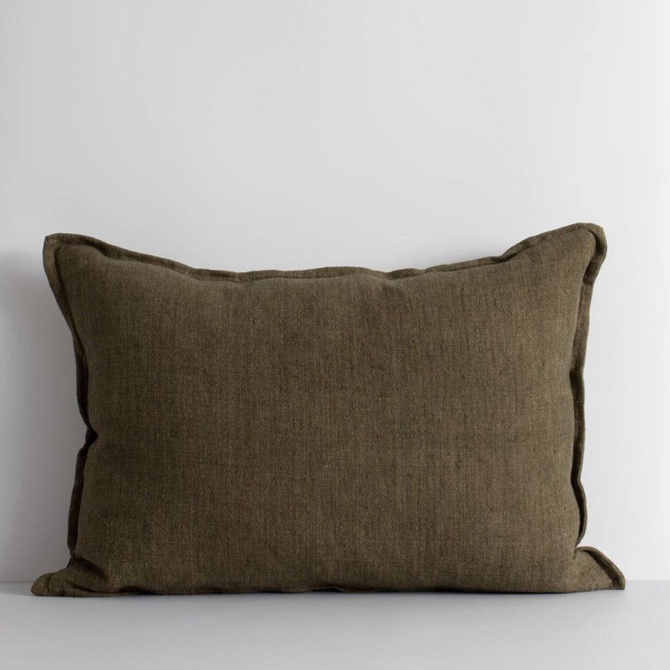 Arcadia Linen Lumbar Cushion - Feather Inner - Clove