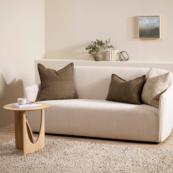 Arcadia Linen Lumbar Cushion + Feather Inner - Clove
