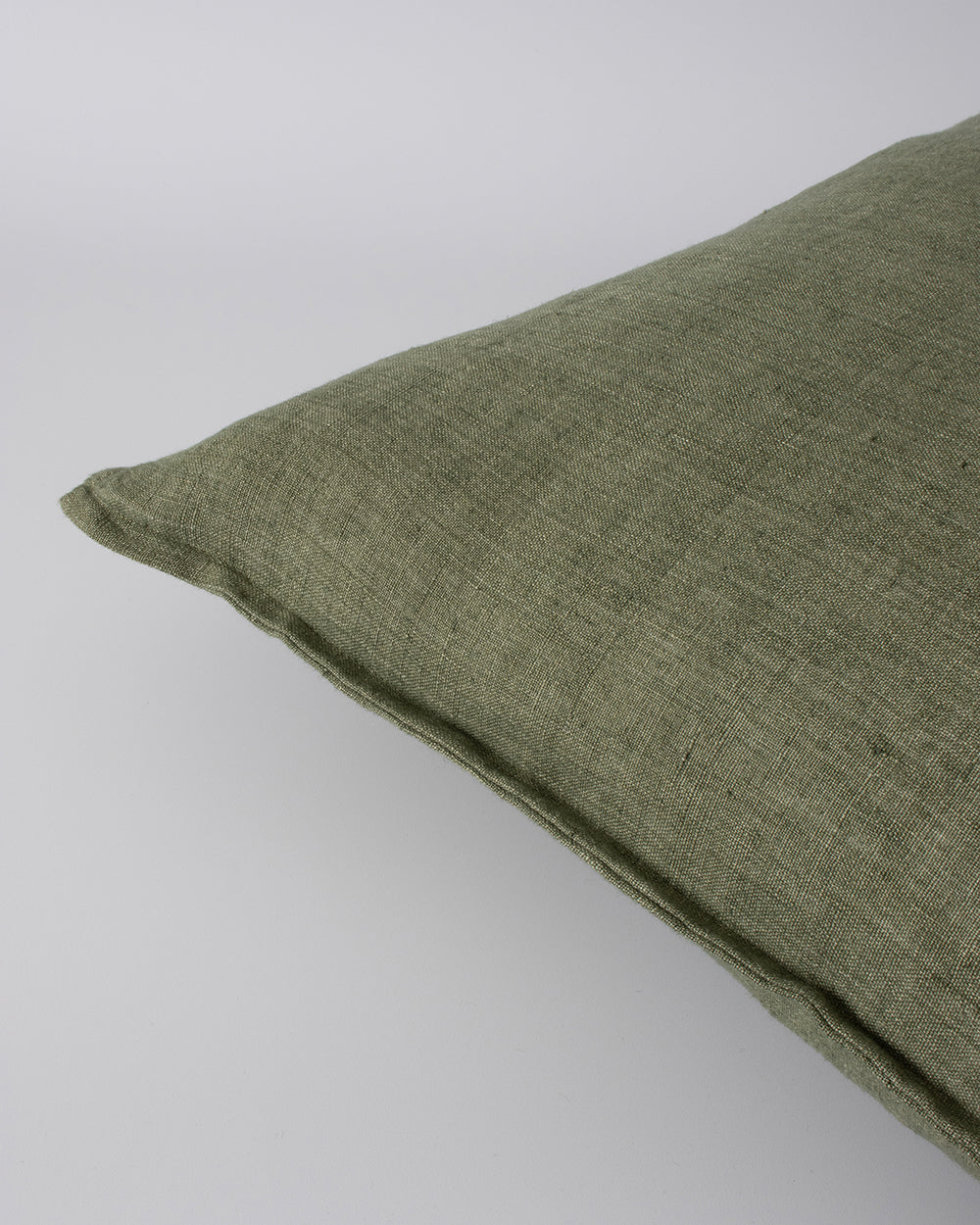 Arcadia Linen Lumbar Cushion + Feather Inner - Moss