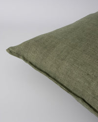 Arcadia Linen Lumbar Cushion + Feather Inner - Moss