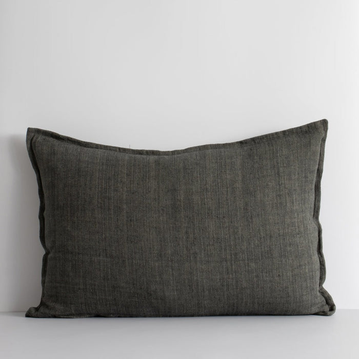 Arcadia Linen Lumbar Cushion + Feather Inner - Nori