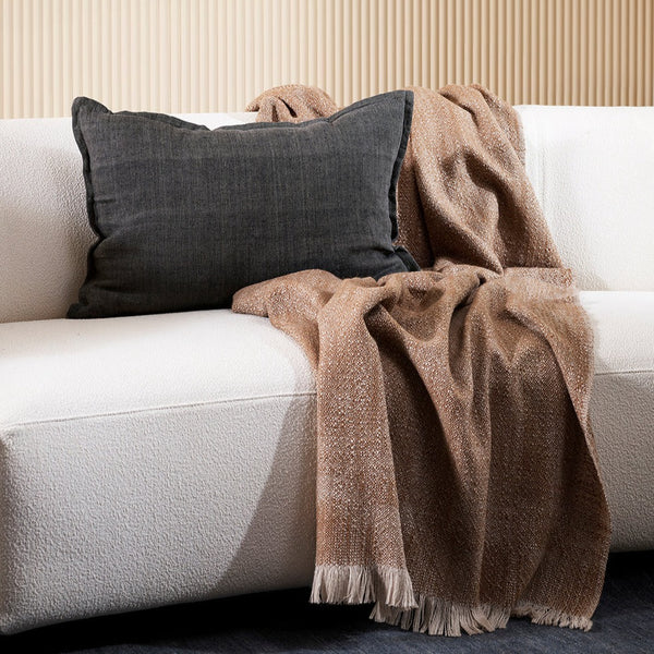 Arcadia Linen Lumbar Cushion + Feather Inner - Nori