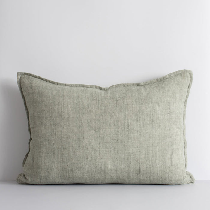 Arcadia Linen Lumbar Cushion + Feather Inner - Sage