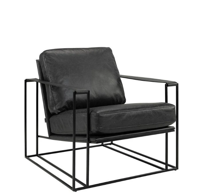 Artwood Bellagio Leather Armchair - Mountain Black with Black