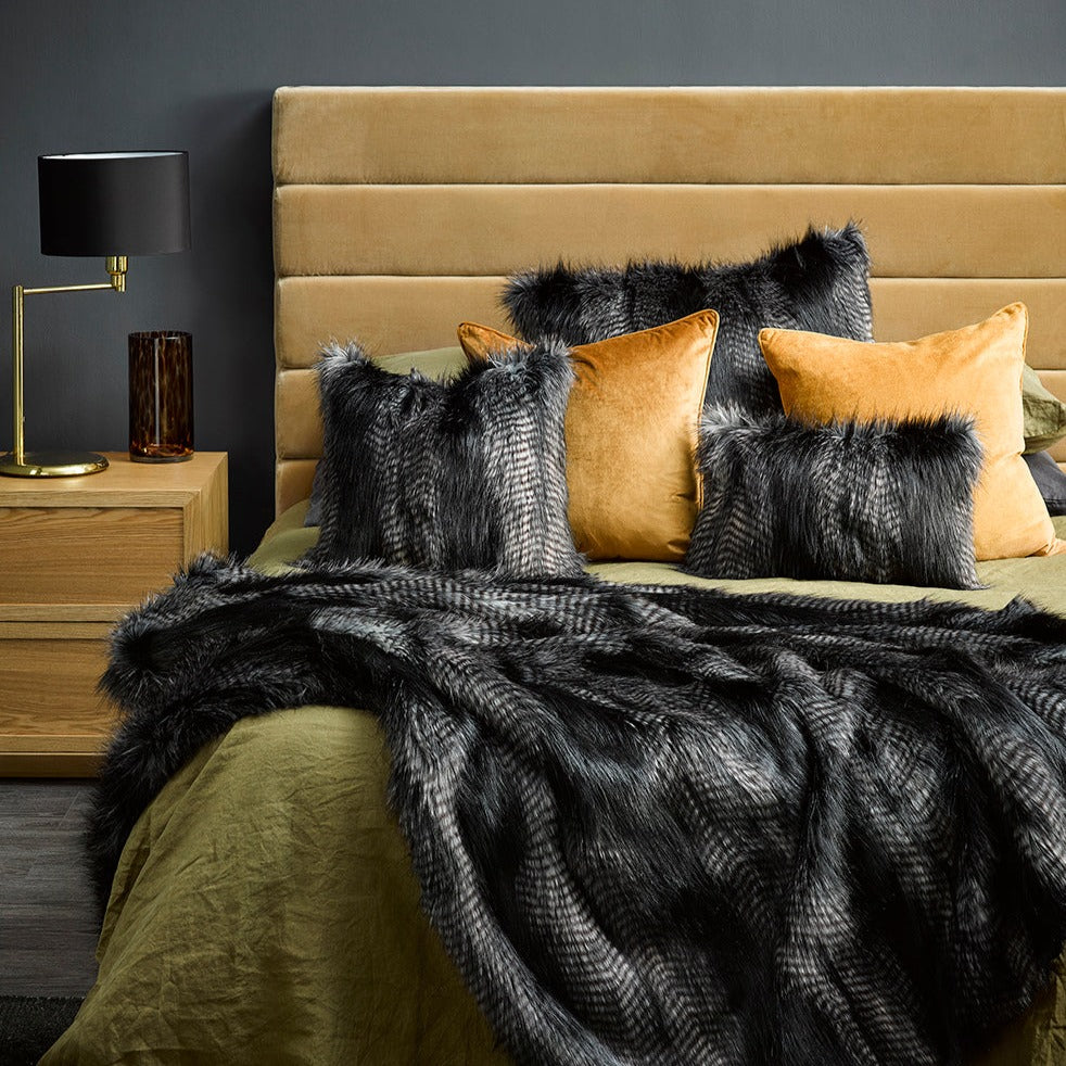 Heirloom Euro Cushion + Feather Inner - Black Coyote