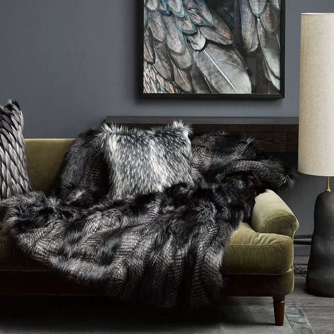 Heirloom NZ Made Faux Fur Throw - 150x220cm - Black Coyote
