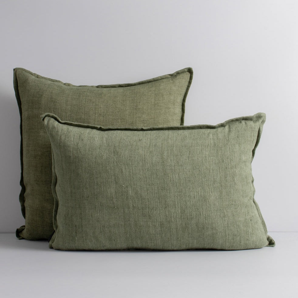 Cassia Linen Cushion - Feather Inner - Moss