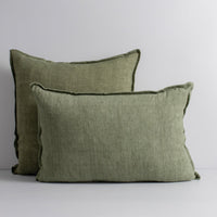 Cassia Linen Cushion - Feather Inner - Moss