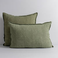 Arcadia Linen Lumbar Cushion + Feather Inner - Moss