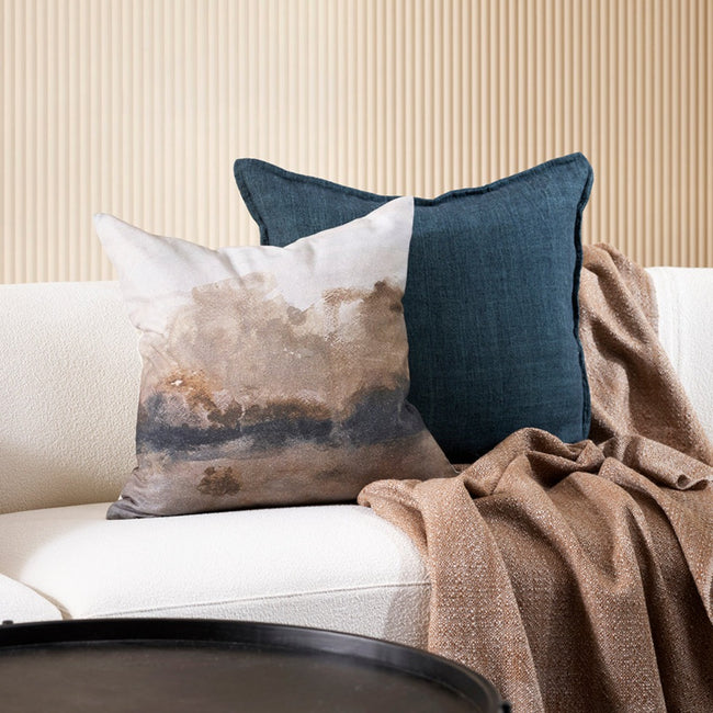 Cassia Linen Cushion - Feather Inner - Cloudburst