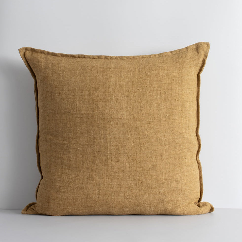 Cassia Linen Cushion - Feather Inner - Cumin