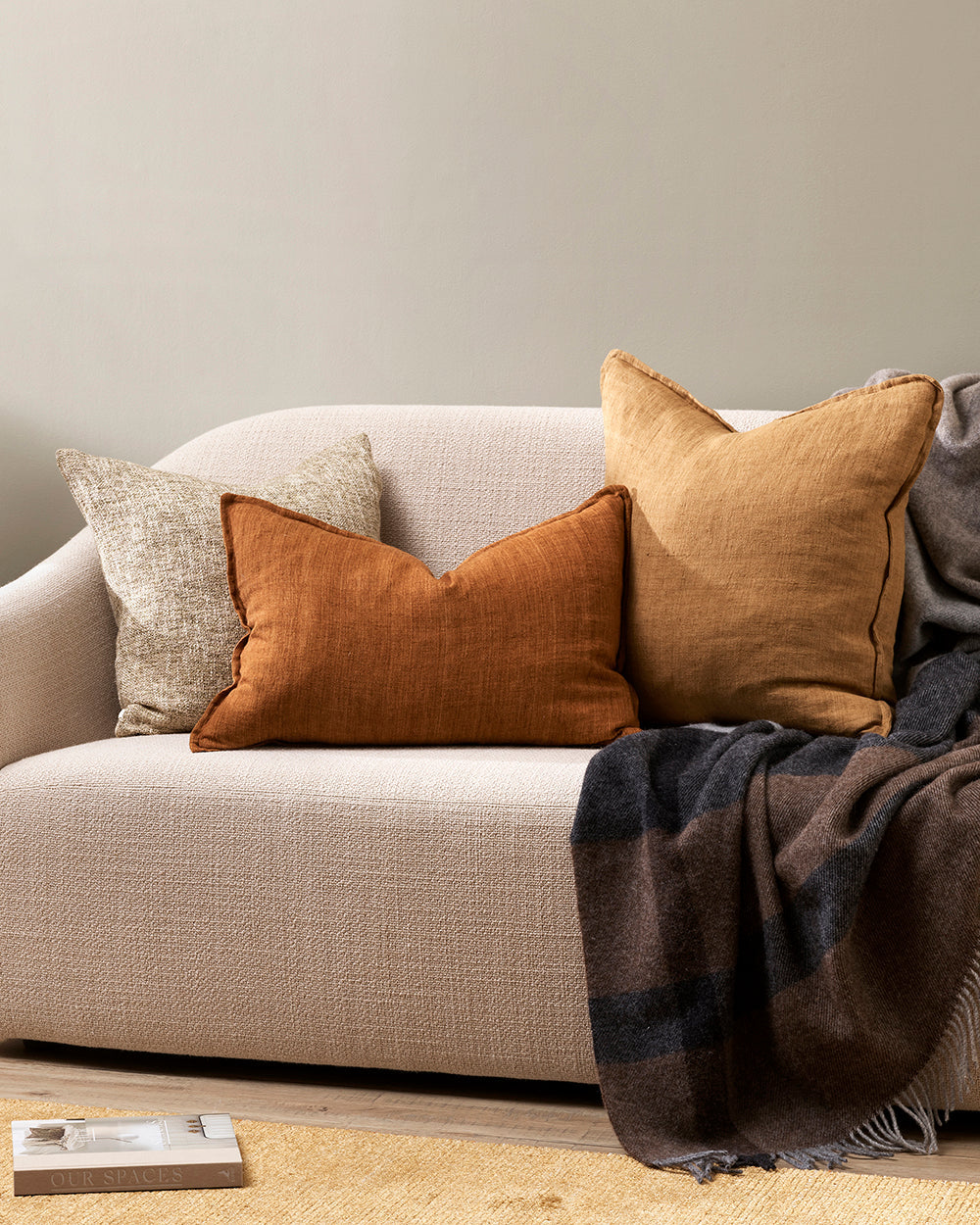 Cassia Linen Cushion - Feather Inner - Cumin