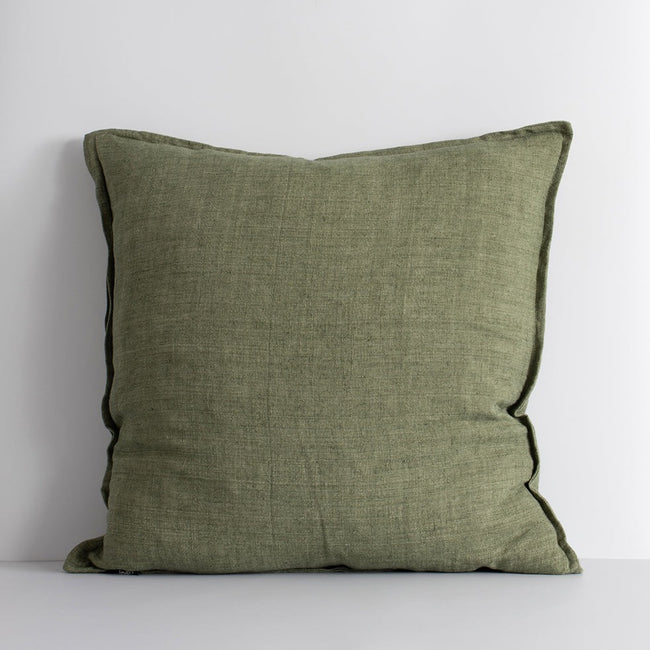 Cassia Linen Cushion - Feather Inner - Moss