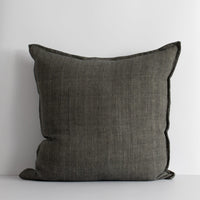 Cassia Linen Cushion with Feather Inner - Nori