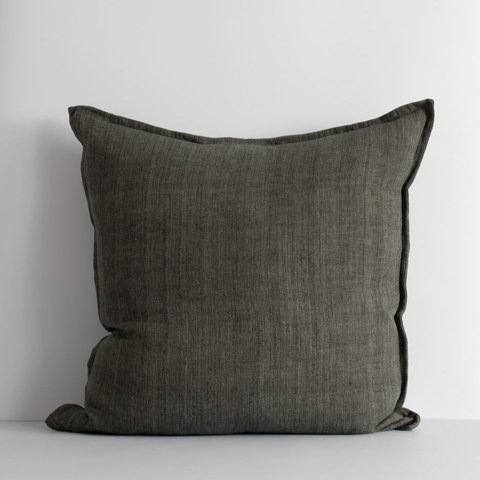 Cassia Linen Cushion with Feather Inner - Nori