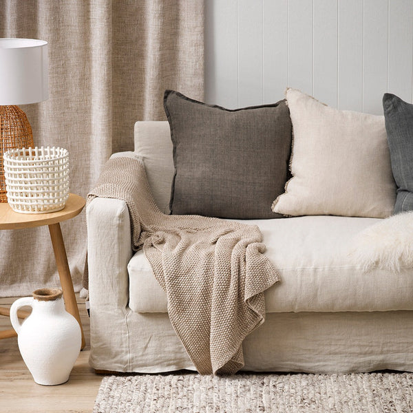 Cassia Linen Cushion with Feather Inner - Nori