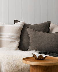Cassia Linen Cushion with Feather Inner - Nori