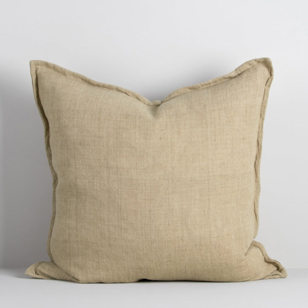 Cassia Linen Cushion - Feather Inner - Putty