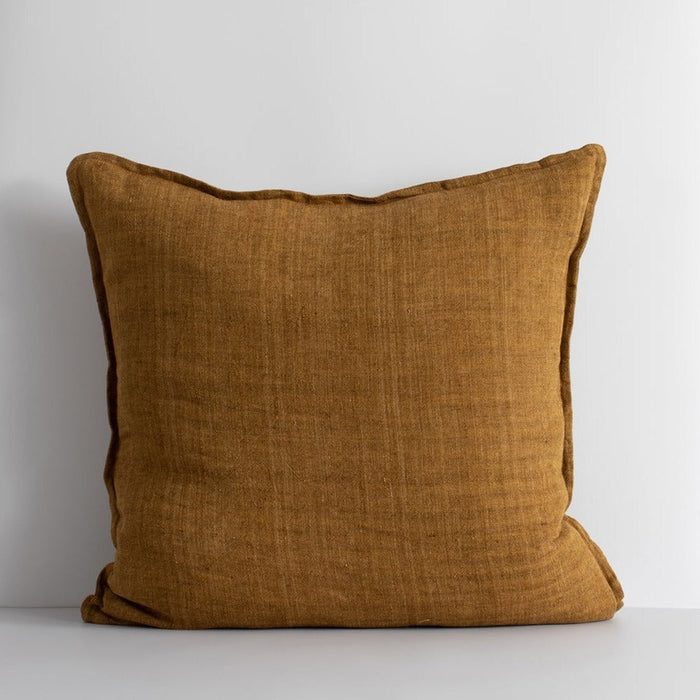 Cassia Linen Cushion - Feather Inner - Tobacco