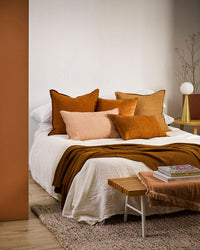 Cassia Linen Cushion - Feather Inner - Tobacco