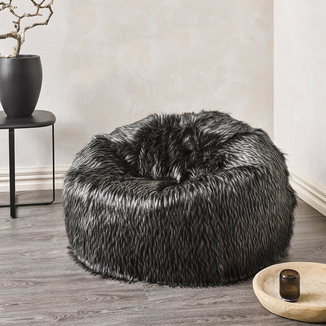 Heirloom Faux Fur Bean Bag - NZ Made - Ebony Plume - Cover Only