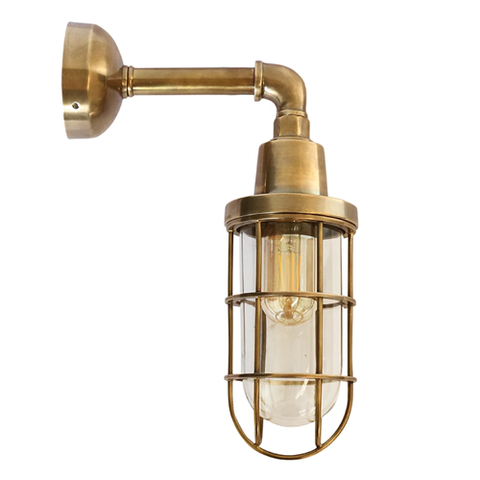 Outdoor IP54 Wall Mounted Brass Spotlight - Antique Silver Finish
