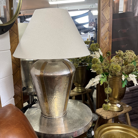 Saffron Brass Urn Lamp in Antique Silver Finish