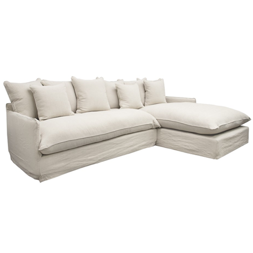 Lotus Slipcover Sofa with Chaise - Right - Natural