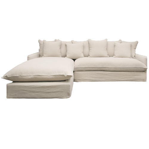 Lotus Slipcover Sofa with Chaise - Left - Natural