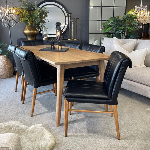 Maxson Black Leather Dining Chair Wooden Legs – Greenslades