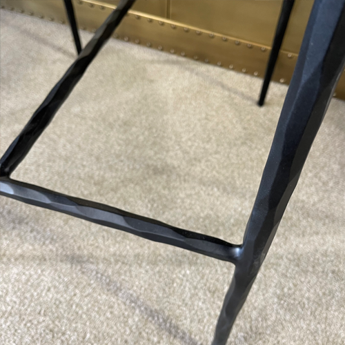 Maxson Barstool - Black Leather - Metal Legs