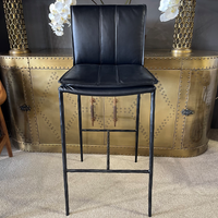 Maxson Barstool - Black Leather - Metal Legs