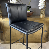 Maxson Barstool - Black Leather - Metal Legs