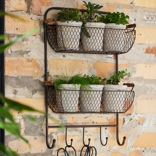 Mesh Wall Shelf with Hooks