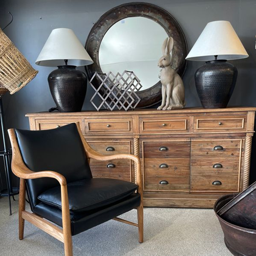 Rustic Metal Round Mirror - 112cm