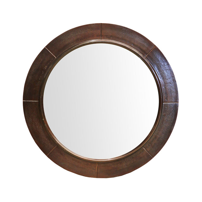 Brooklyn Segmented Round Mirror in Bronze Finish