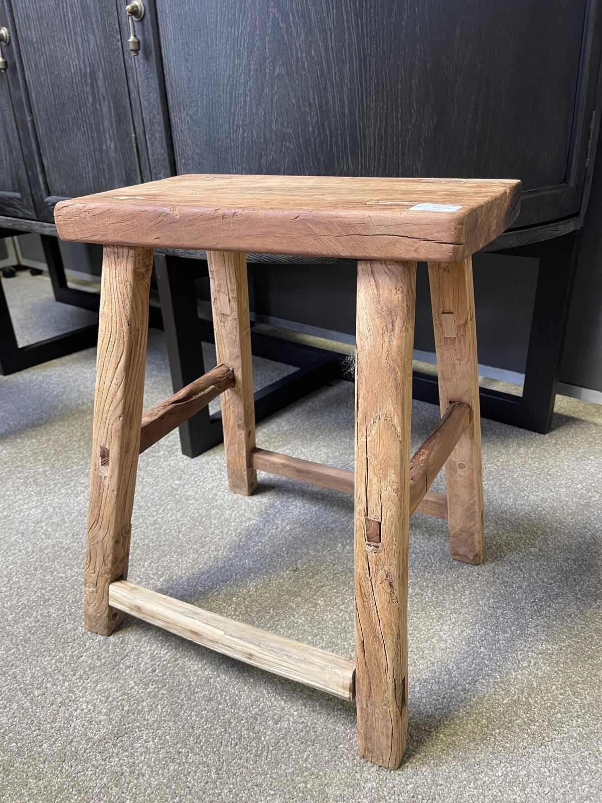 Original Vintage Rustic Wooden Stool - Rectangle - Stool A