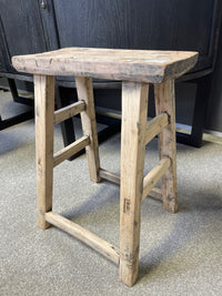 Original Vintage Rustic Wooden Stool - Rectangle - Stool B