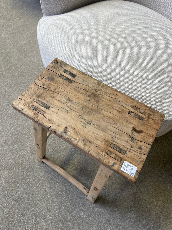 Original Vintage Rustic Wooden Stool - Rectangle - Stool B