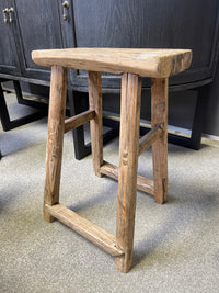 Original Vintage Rustic Wooden Stool - Rectangle - Stool C