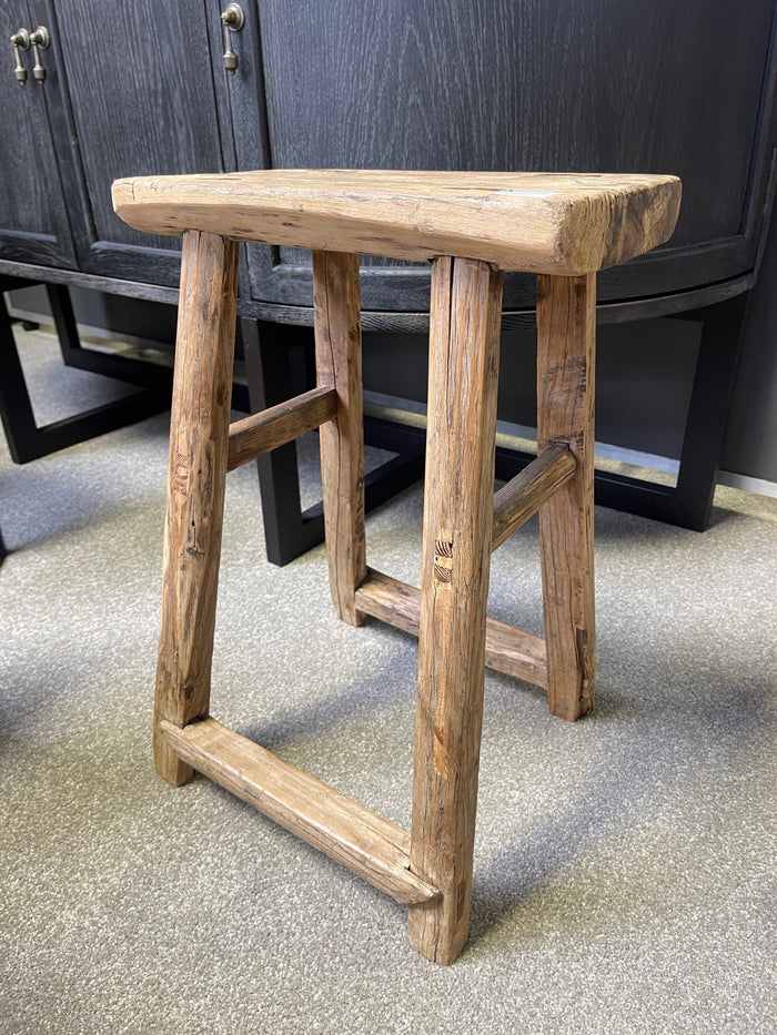 Original Vintage Rustic Wooden Stool - Rectangle - Stool C