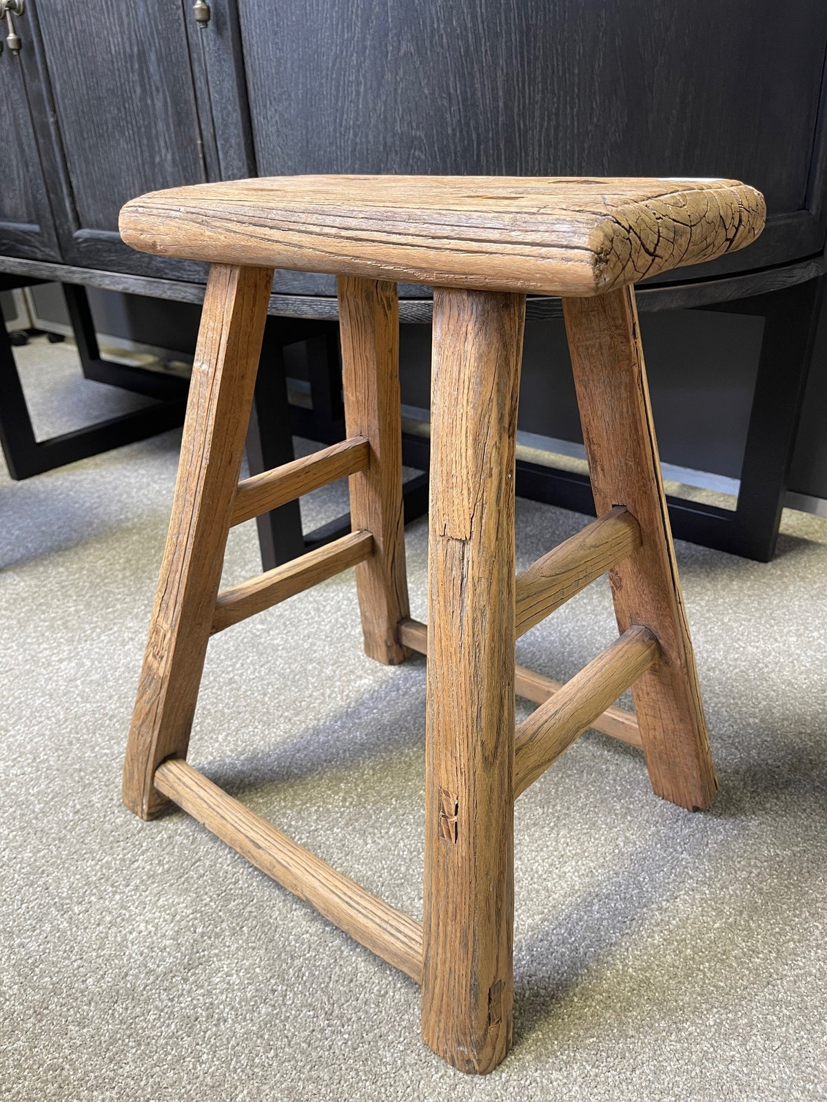 Original Vintage Rustic Wooden Stool - Rectangle - Stool E