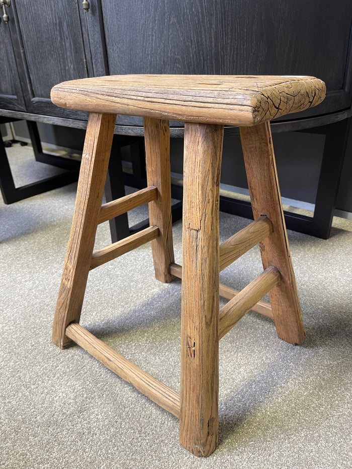 Original Vintage Rustic Wooden Stool - Rectangle - Stool E