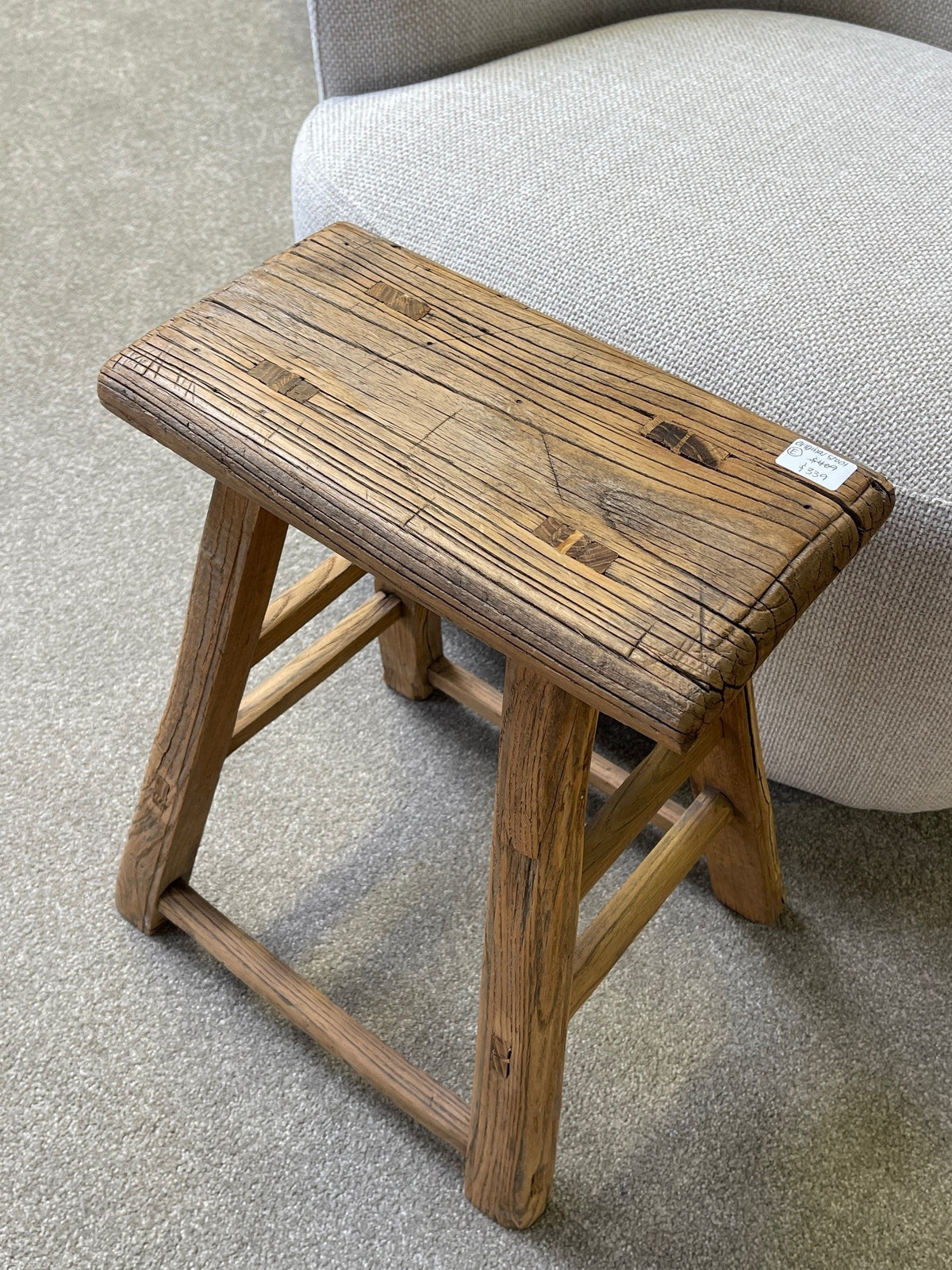 Original Vintage Rustic Wooden Stool - Rectangle - Stool E