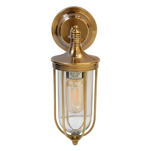 Outdoor IP54 Cage Wall Light in Antique Brass