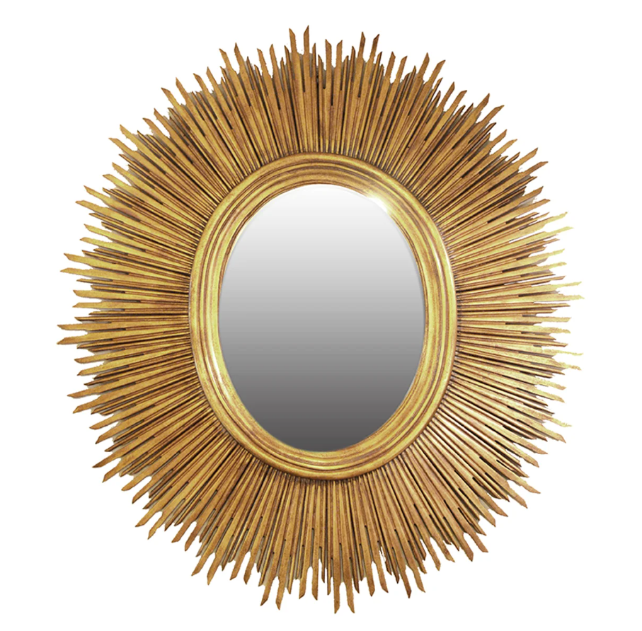 Oval Gold Leaf Finish Sun Mirror - 1270mm